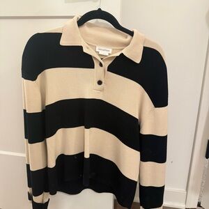 Lovers + Friends Black and Cream Striped Sweater